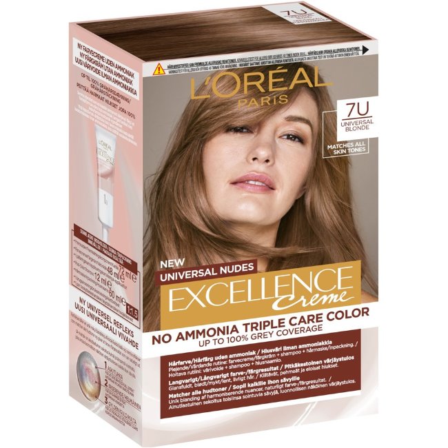 Краска для волос L'Oréal Paris Excellence Creme Universal Nudes 7U универсальный блонд без аммиака 1 шт