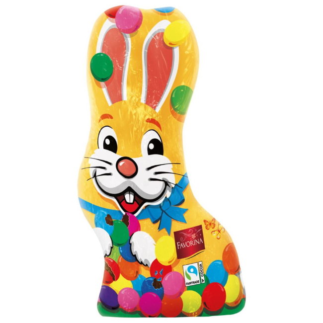 Шоколадная фигурка Пасхальный заяц Favorina с цветным драже 50 гр Шоколадная фигурка Пасхальный заяц Favorina с цветным драже 50 гр