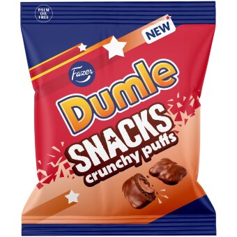 Карамельные хрустящие подушечки Fazer Dumle Snacks Crunchy puffs 140 гр