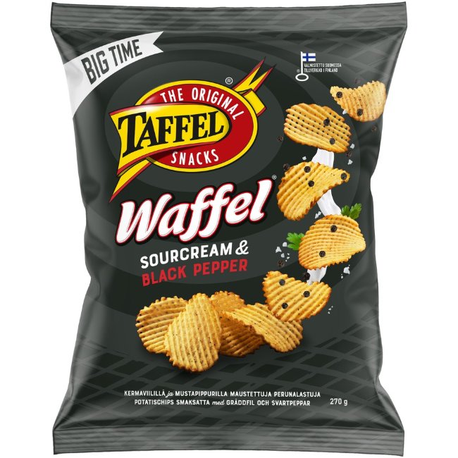 Чипсы Taffel Waffel со сметаной и черным перцем 270 гр