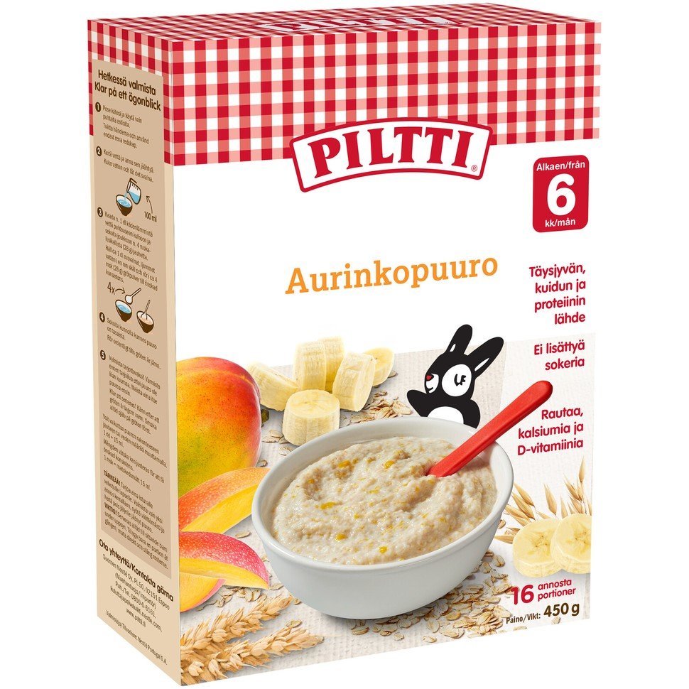 Детская каша Piltti 450 гр Aurinkopuuro купить | Товары из Финляндии