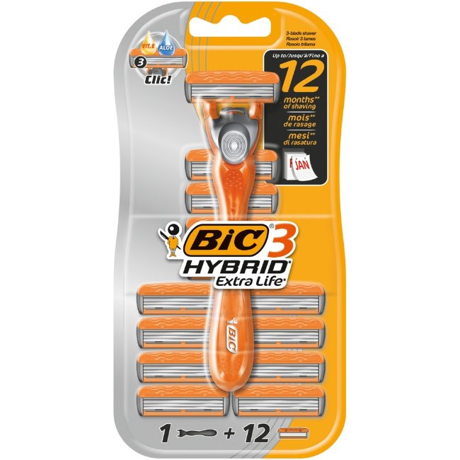 Бритвенный станок 1 шт Bic flex3 easy + 12 кассет