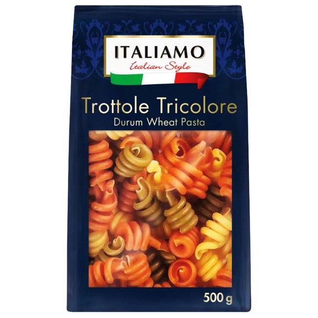 Макароны паста в форме спиралек ITALIAMO Trottole Tricolore 500 гр