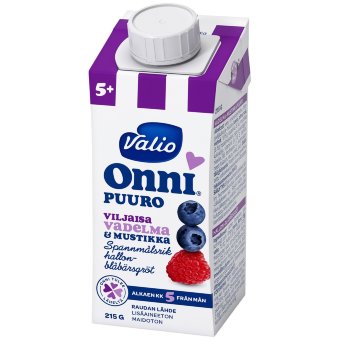 Готовая каша 4 злака с малиной и черникой Valio Onni, 5 мес. 215 гр Готовая каша 4 злака с малиной и черникой Valio Onni, 5 мес. 215 гр