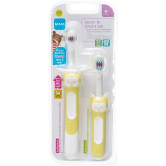 Детская зубная щетка Ainu MAM Learn to Brush Set, 5+ мес, 2 шт