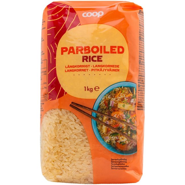 Рис длиннозерный пропаренный Coop Pitkäjyväinen 1 кг