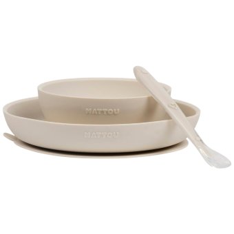 Детский набор посуды Nattou 3 предмета, cley светлый