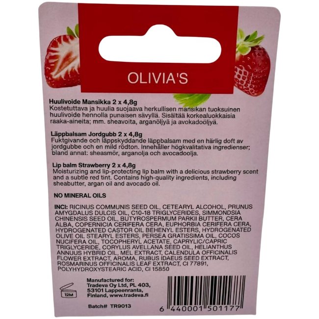 Бальзам для губ Olivia's 2 шт клубничный