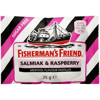 Ментоловые пастилки от укачивания без сахара Fisherman's Friend Salmiak & Raspberry 25 гр
