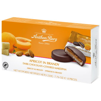 Марципановое печенье в темном шоколаде Anthon Berg с абрикосами в бренди 220 гр