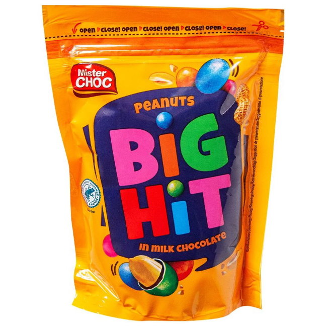 Арахис в молочном шоколаде Mister Choc BIG HiT с цветной сахарной глазурью 250 гр