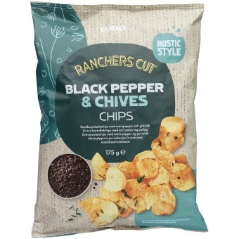 Деревенские картофельные чипсы с черным перцем и зеленым луком Coop 175 гр Деревенские картофельные чипсы с черным перцем и зеленым луком Coop 175 гр