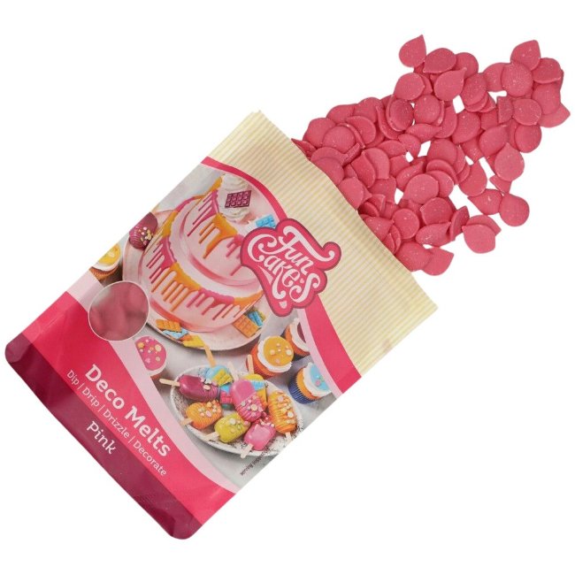Декоративные капли Funcakes decomelts, розовые 250 гр