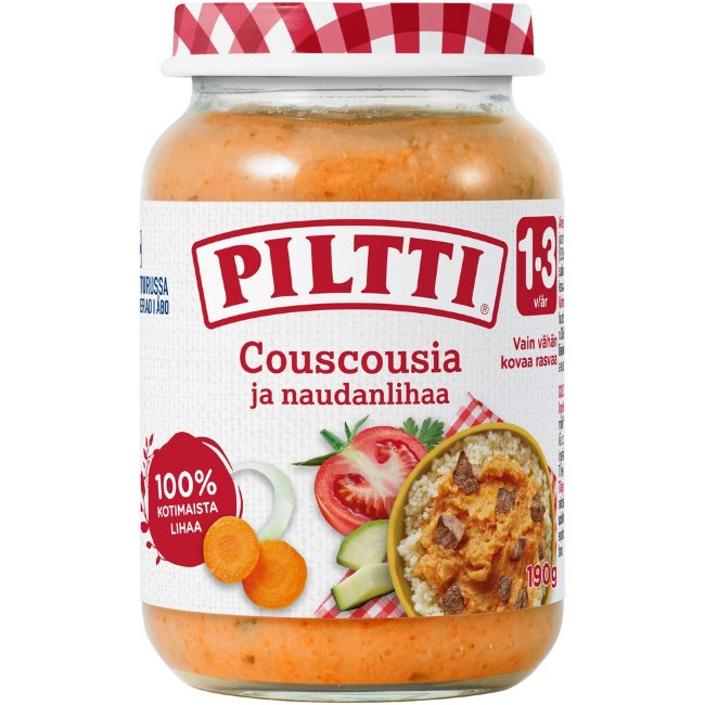 Детское питание Piltti с кускусом и говядиной 190 гр для детей 1-3 года
