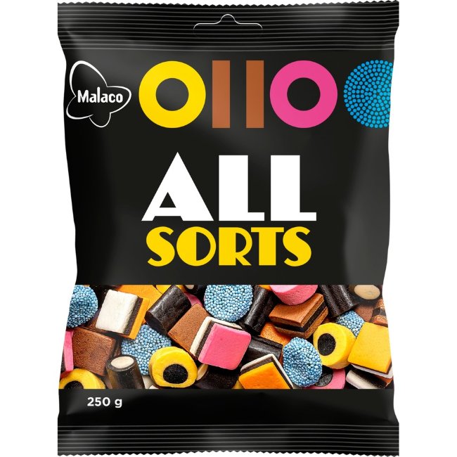 Ассорти лакричных конфет Malaco Allsorts 250 гр