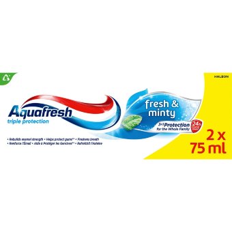 Зубная паста Aquafresh Fresh & Minty (уп 2 шт) 2x75 мл