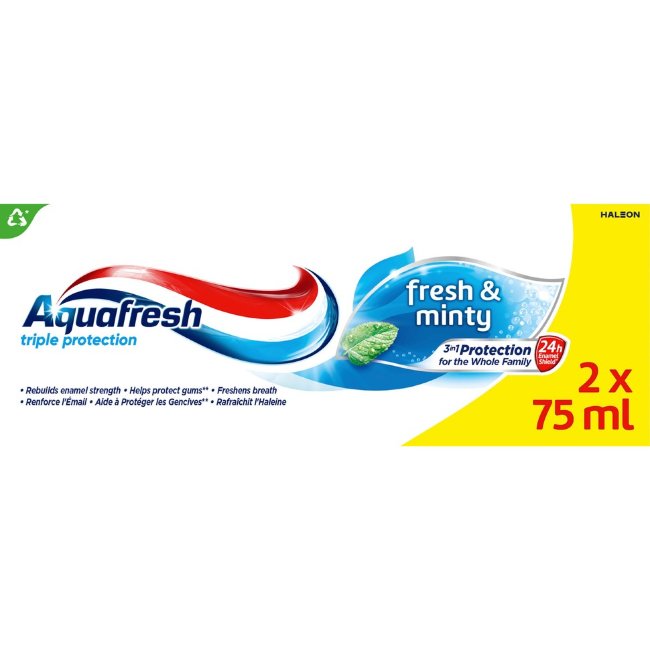Зубная паста Aquafresh Fresh & Minty (уп 2 шт) 2x75 мл