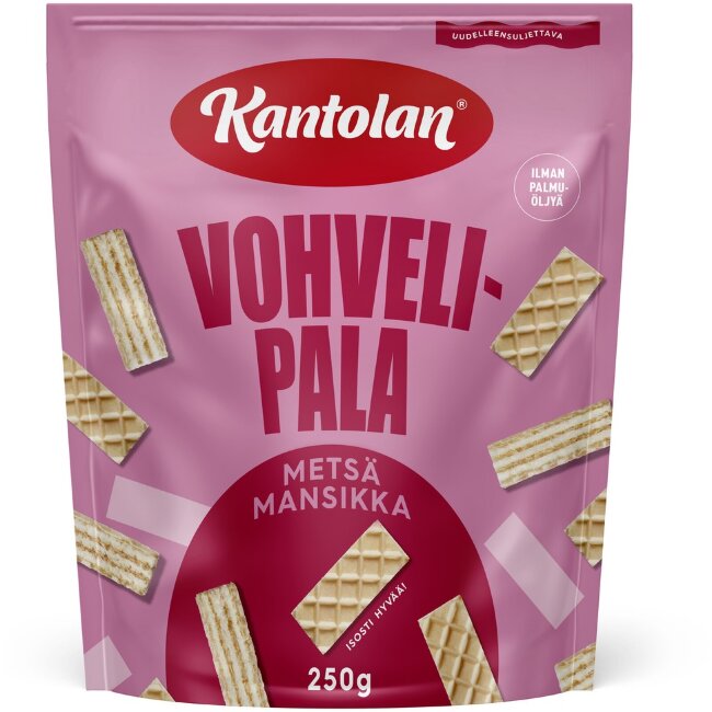 Вафельный кусочек Kantolan со вкусом лесной земляники 250 гр