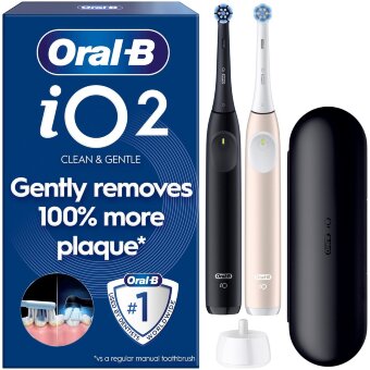 Электрическая зубная щетка Oral-B iO2 Night Black/Calm Pink Duo + дорожный футляр Электрическая зубная щетка Oral-B iO2 Night Black/Calm Pink Duo + дорожный футляр