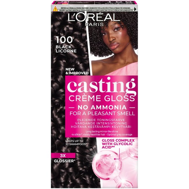 Полуперманентная краска для волос L'Oréal Paris Casting Crème Gloss 100 Black Licorne для нормальных волос 1 шт