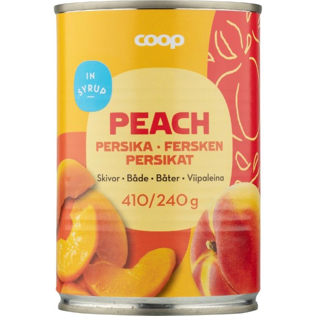 Персики в сахарном сиропе (ломтики) Coop 410/240 гр