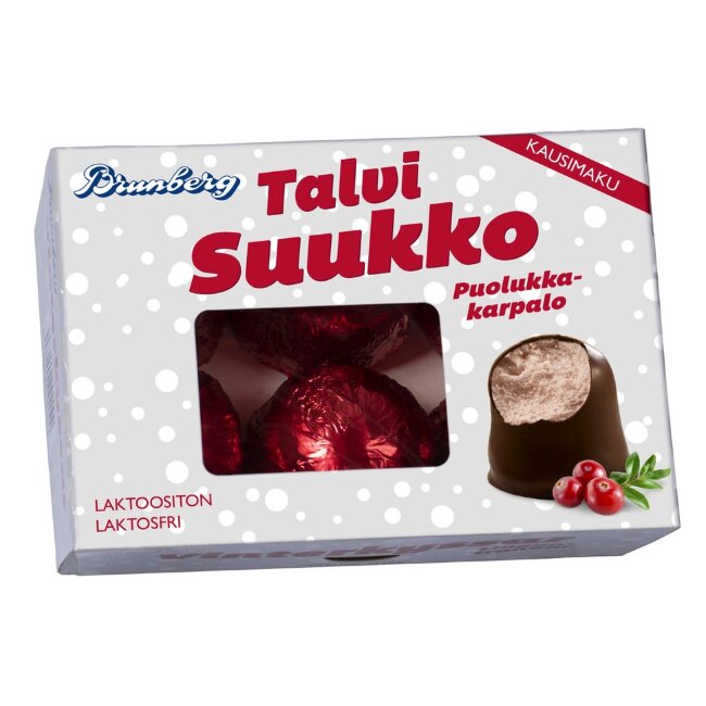 Зефир в шоколадной глазури Brunberg Talvisuukko с брусникой и клюквой 150 гр (6 шт)