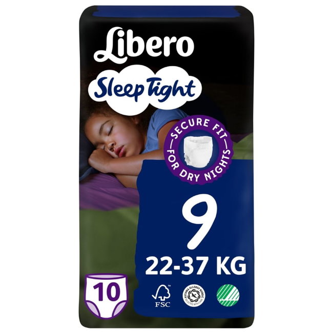 Подгузники-трусики Libero Sleep 9, 22-37 кг, 10 шт.