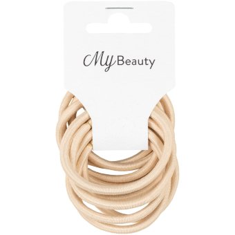 Резинка для волос MY BEAUTY бежевая круглая 10 шт