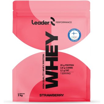 Leader Performance Whey сывороточный протеиновый порошок со вкусом клубники 2 кг