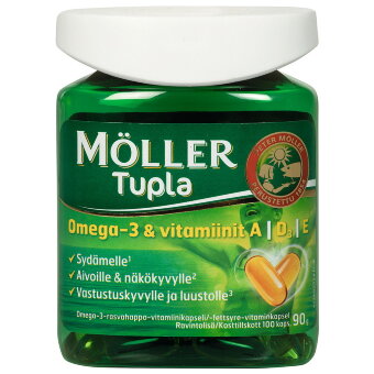 Витамины Омега-3, D и A, E Moller Tupla Omega-3 100 капсул Moller (цена по акции)