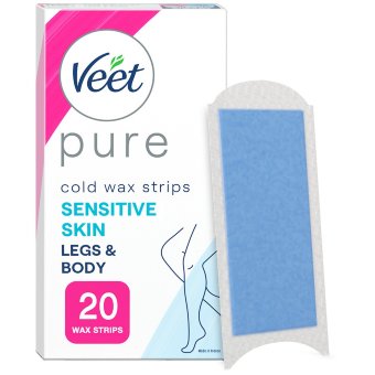 Восковые пластины Veet Pure для холодного удаления волос на ногах для чувствительной кожи 20 шт