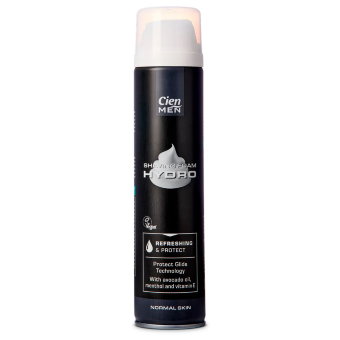 Пена для бритья Cien Men HIDRO с маслом авокадо, ментолом и витамином Е для нормальной кожи 300 мл