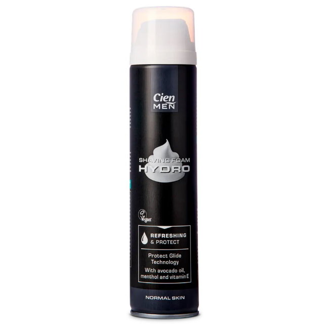 Пена для бритья Cien Men HIDRO с маслом авокадо, ментолом и витамином Е для нормальной кожи 300 мл