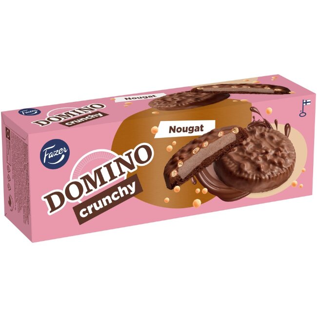 Хрустящее печенье с нугой Fazer Domino 150 гр Хрустящее печенье с нугой Fazer Domino 150 гр