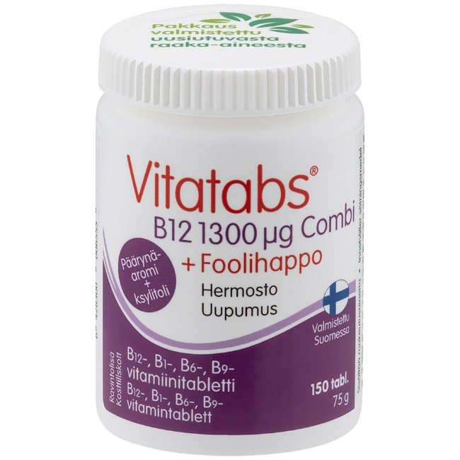 Витамины Vitatabs B12 1300 мкг Combi + фолиевая кислота B1-, B6-, B9- 150 табл.