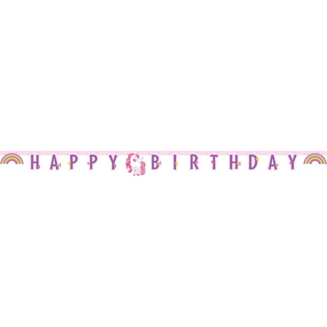 Декоративный праздничный баннер Unicorn rainbow Happy Birthday
