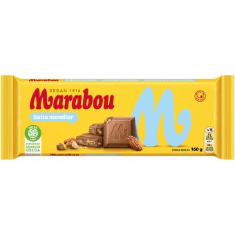 Шоколадная плитка с солёным миндалём Marabou Salta Mandlar 160 гр