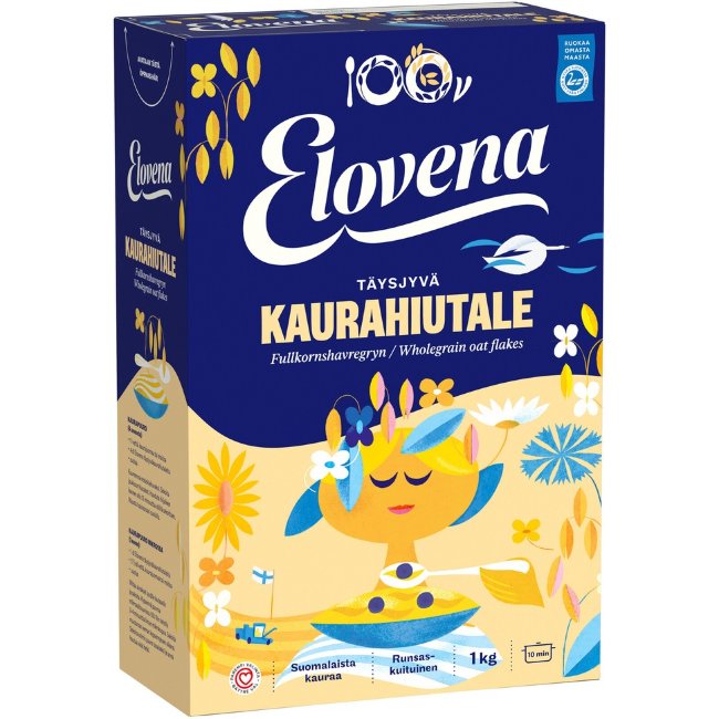 Цельнозерновые овсяные хлопья Elovena 1 кг