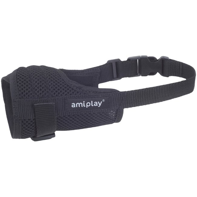 Намордник с сеткой для собак amiplay Air L 19-22x28-45 см, черный