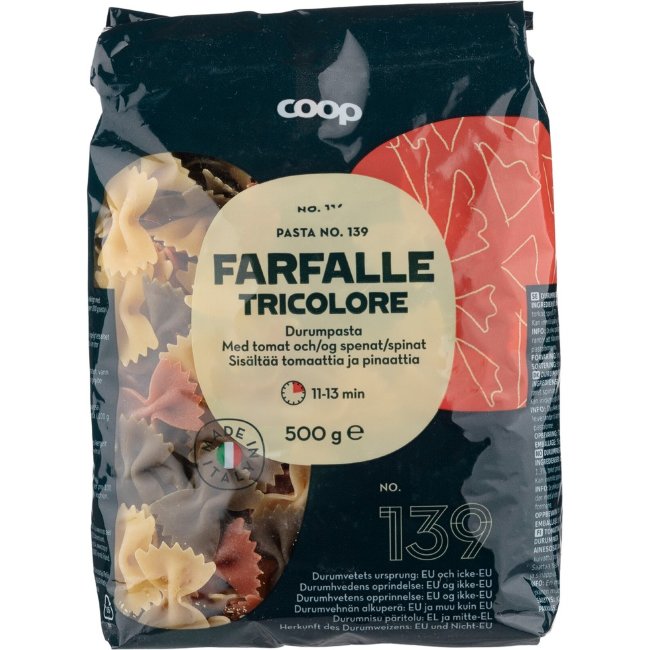 Цветные макароны Coop бабочки 500 гр