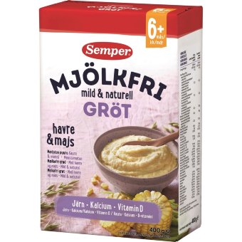 Безмолочная каша Semper овсяная и кукурузная 6 мес каша-порошок 400 гр