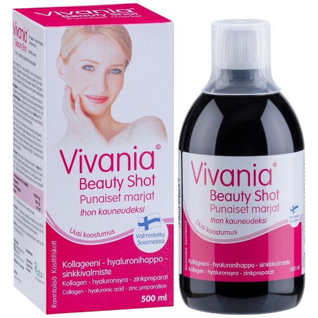 Коллаген и гиалуроновая кислота Vivania Beauty Shot (красные ягоды) 500 мл