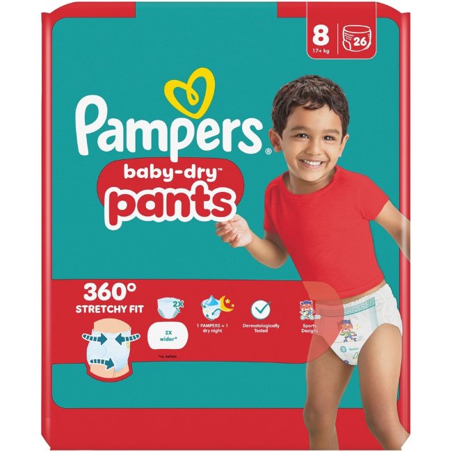 Подгузники-трусики Pampers Baby Dry S8 17+ кг 26 шт