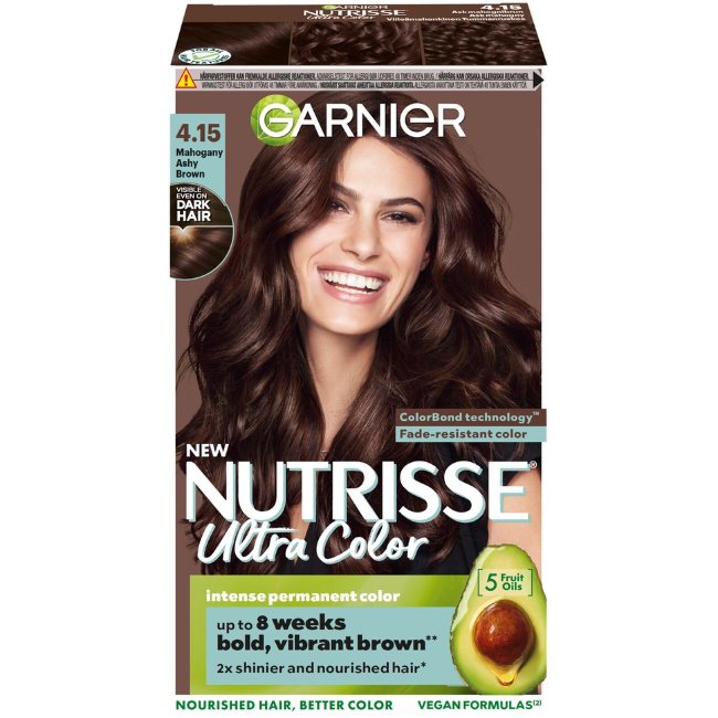 Краска для волос Garnier Nutrisse 4.15 ультра колор холодный махагоновый темно-коричневый стойкий 1 шт