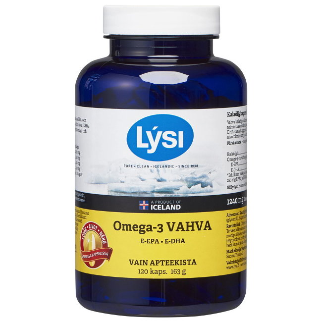 Витамины рыбий жир усиленный Омега-3 VAHVA 120 капсул LYSI
