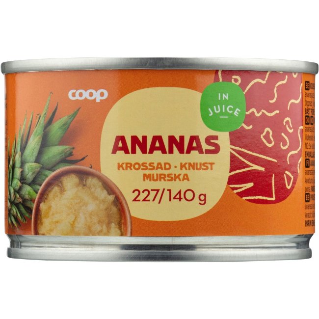 Ананасы в собственном соку (мелкие кусочки) Coop, 227/140 гр