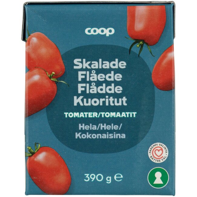 Очистленные целые помидоры Coop 390 гр