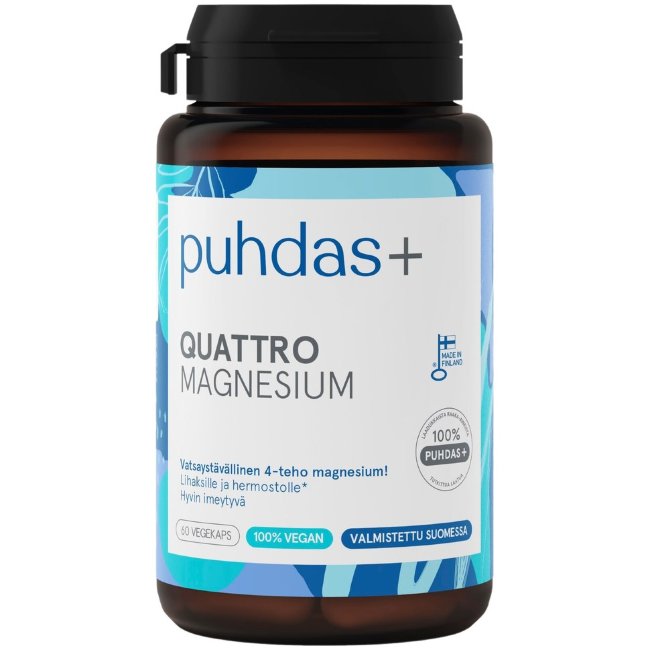 Магний (4 формы магния) веганский Puhdas+ Quattro Magnesium Pure 60 капсул