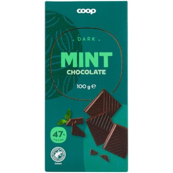Темный шоколад с мятой Coop Mint 64% 100 гр