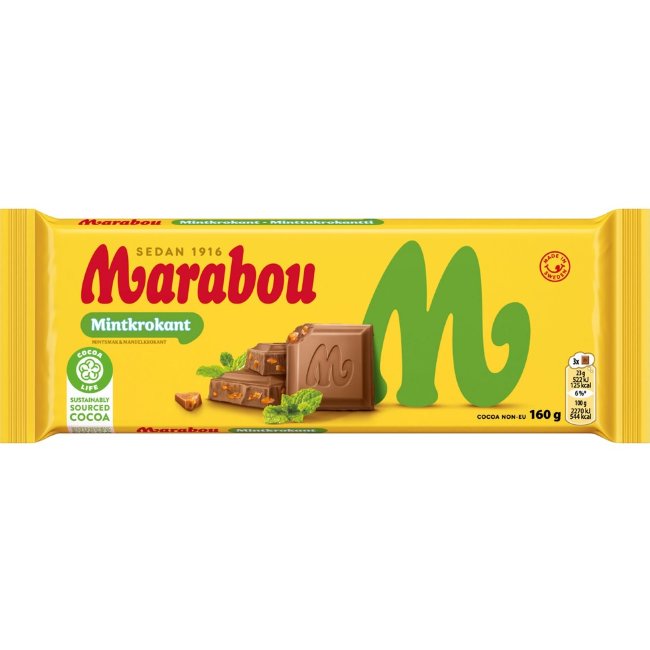 Шоколад Marabou Mintkrokant с мятой 160 гр